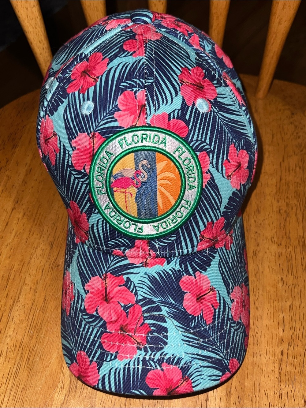 Robin Ruth Teal & Pink Tropical Flamingo Florida Trucker Cap Hat